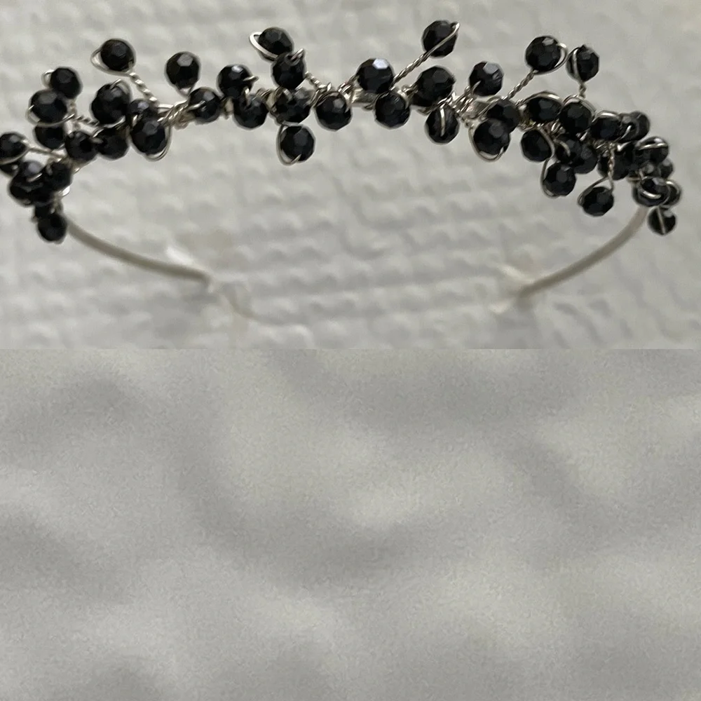 VINTAGE Y2K TIARA Style Black BEADED HEADBAND O/S